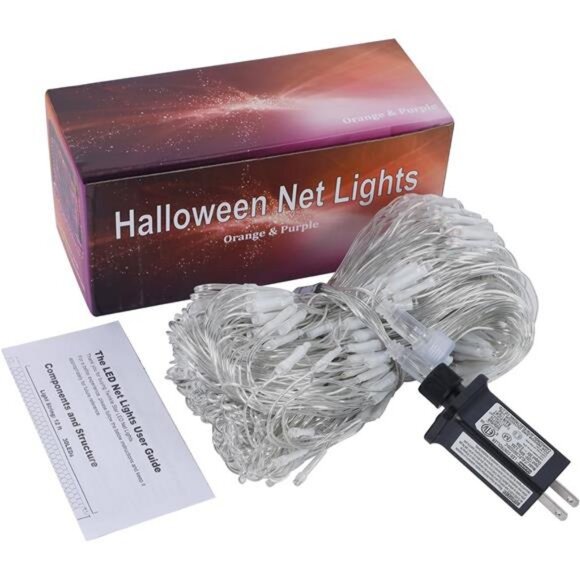 Outdoor Halloween Net Lights, 12FT x 5FT 360 LED Fairy String Light - Picture 6 of 7